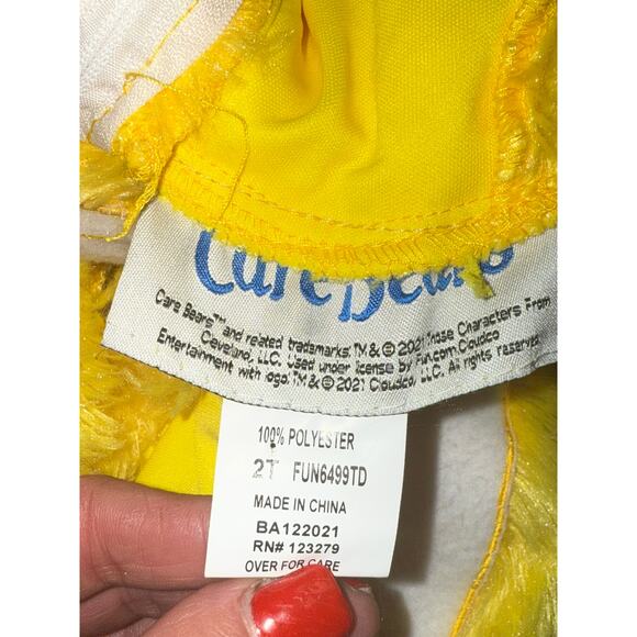 Care Bears Funshine Bear Costume 2T Toddler Halloween Plush Outfit Yellow VGUC - Picture 8 of 16